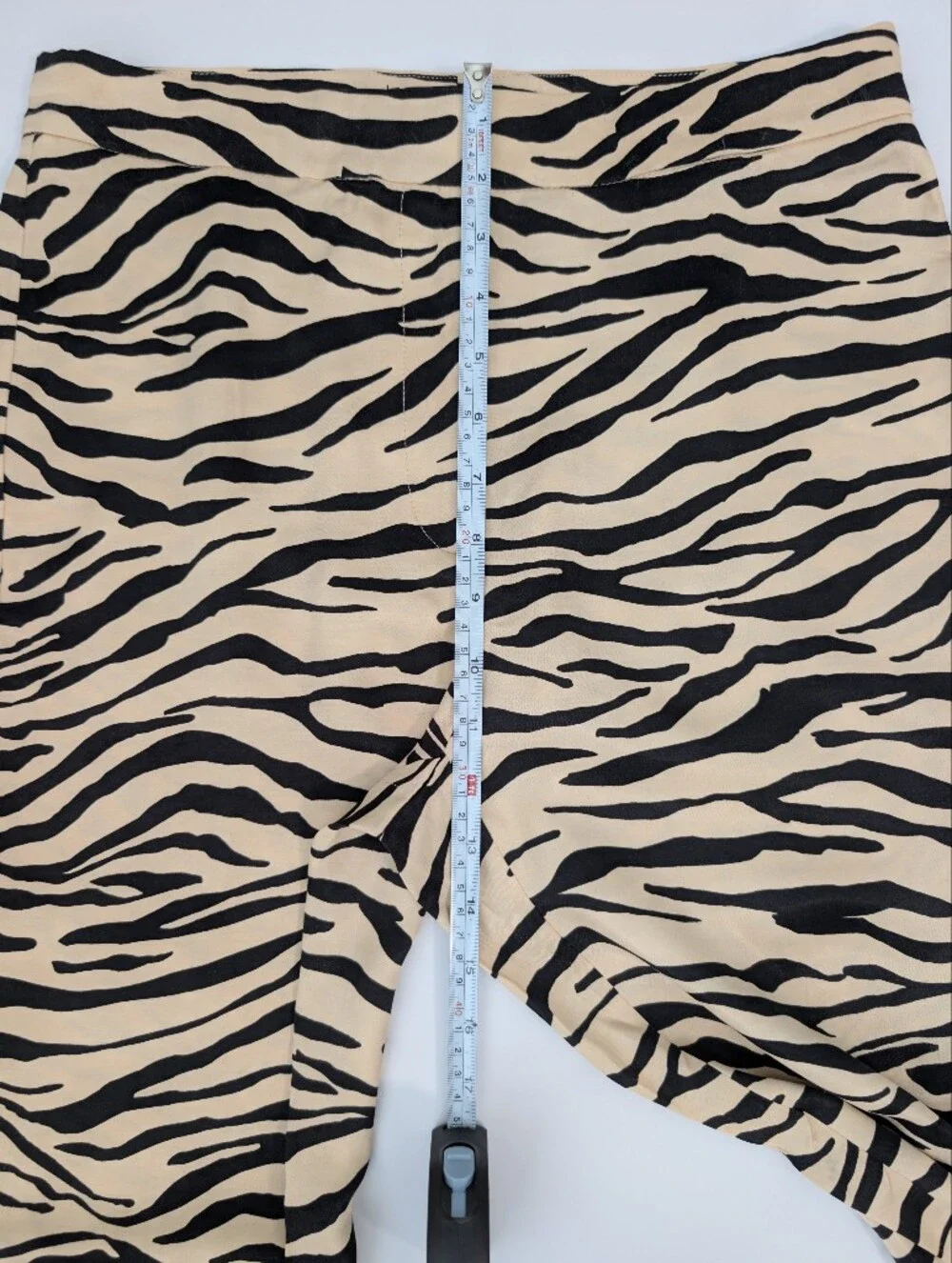 ZARA Women's Zebra Print Split Hem Straight-Leg Pants Viscose Beige Black S - Picture 10 of 13